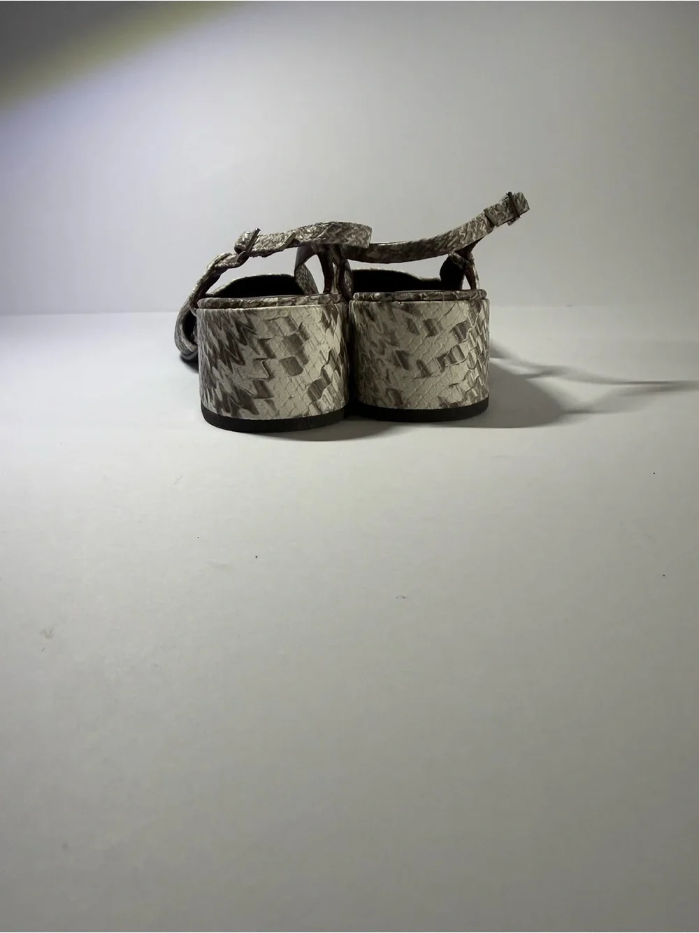 Tory Burch Snake-Print Slingback Pumps with Olive Cap Toe size 8  Mary Jane heel